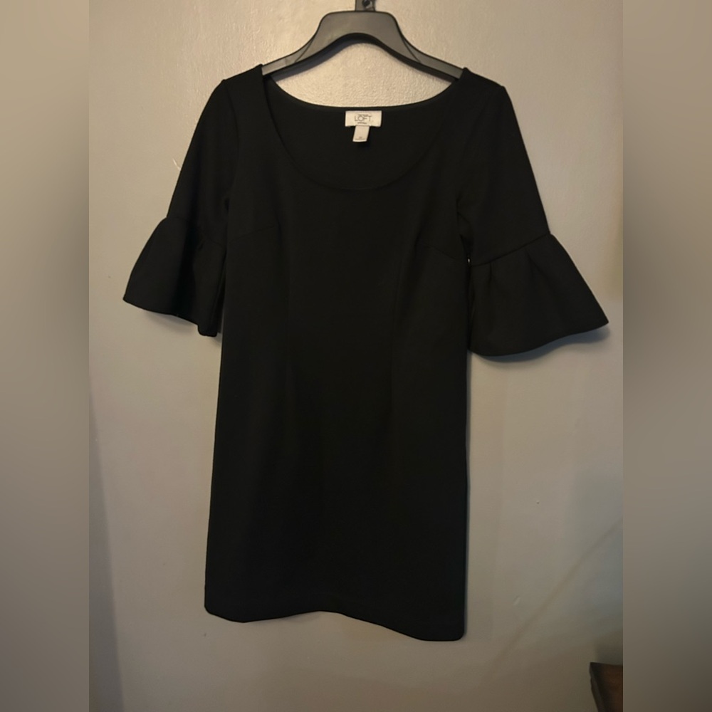 LOFT Dress - Black Ruffle Sleeve Mini Dress - Picture 2 of 8